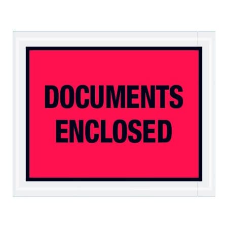 Box Packaging Full Face Envelopes, "Documents Enclosed" Print, 5-1/2"L x 4-1/2"W, Red, 1000/Pack PL438